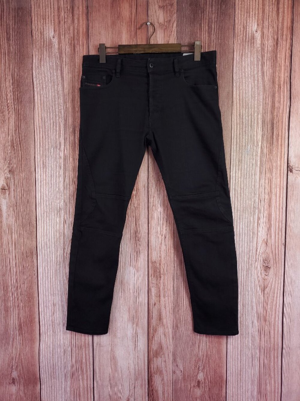 *READ* Diesel T RIDE Slim Carrot Jeans Mens W33 L32 Stretch Biker Black 0Z886